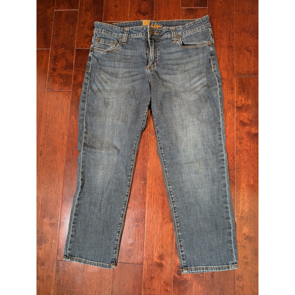 KUT from the Kloth Jeans Womens 10 Blue Straight Leg Cropped Flap Back Pocket